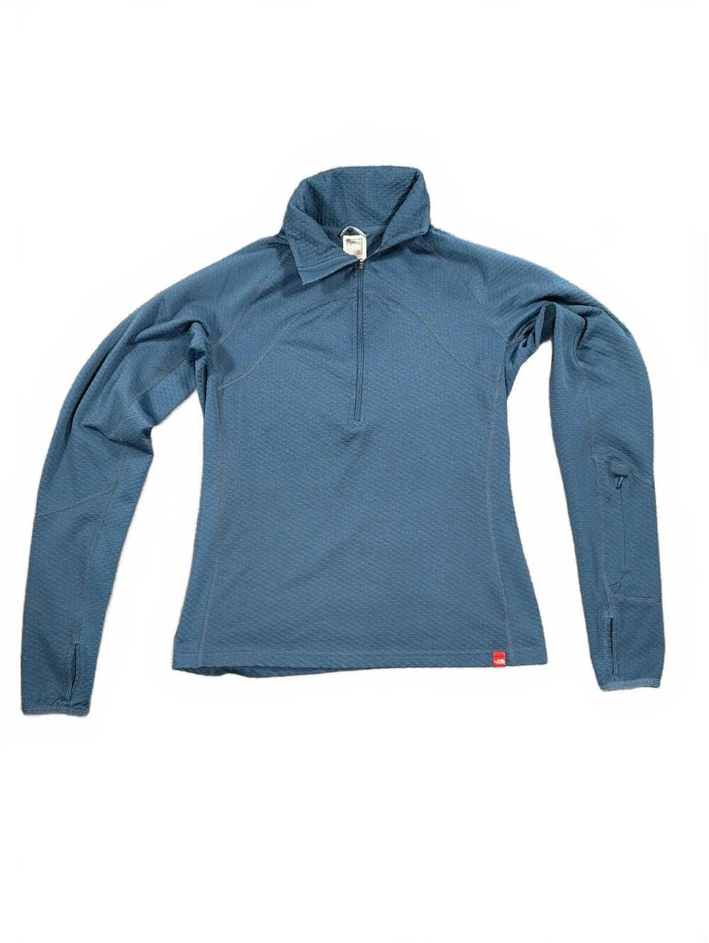 The North Face Vapor Wick Women's Blue Half-Zip Pullover With Thumb Holes Size S